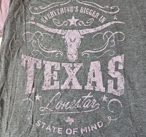 Soffe Gray Long Sleeve Tee with Pink Texas Print